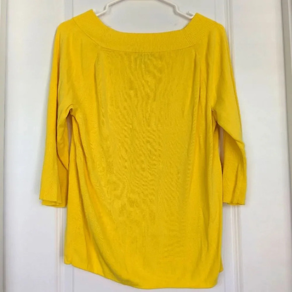 Talbot's Bright Yellow Off the Shoulder Bell Sleeve Top Size Large - Picture 6 of 7